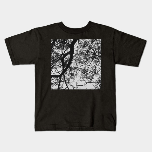 Bare Tree Branches First Flowers Kids T-Shirt by oknoki